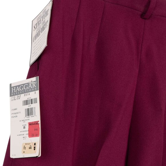 Haggar Pleated Front Pants VTG Womens NEW Magenta Pink Stretch Dress Casual - Picture 6 of 7